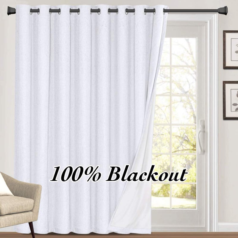 PrinceDeco 100% Blackout Curtains for Living Room Sliding Door Curtains Blackout Curtains 96 Inches Long Patio Curtains for Sliding Door Curtain,W100 X L96 Inchï¼ŒPearl White - Image 1